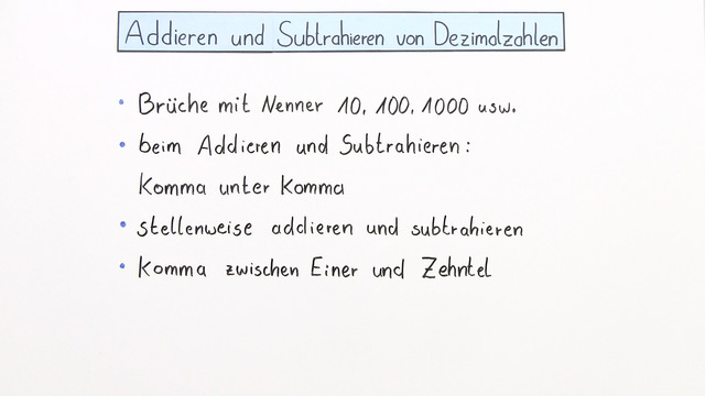 Dezimalbrüche addieren und subtrahieren inkl. Übungen