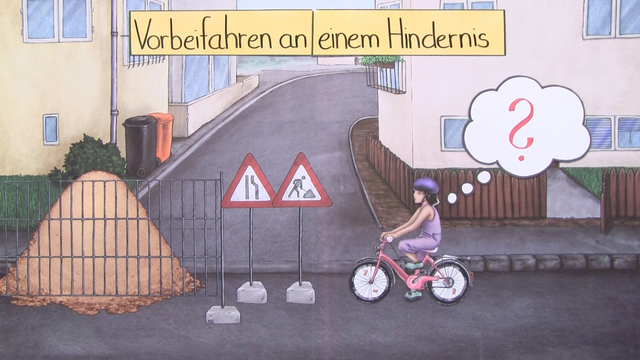 Sicher im Straßenverkehr – Vorbeifahren an einem Hindernis