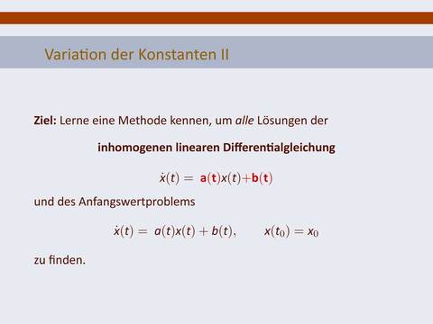 Variation der Konstanten II so löst man inhomogene lineare