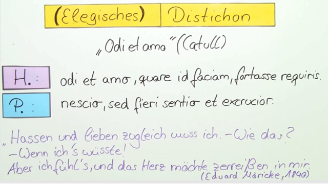 Metrik – Elegisches Distichon