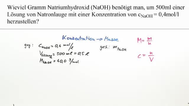 Herstellung einer Natronlauge – Berechnung (Übungsvideo)