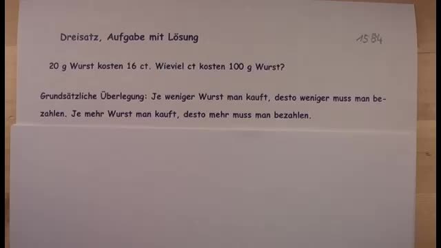 Dreisatz (Übungsvideo 3)